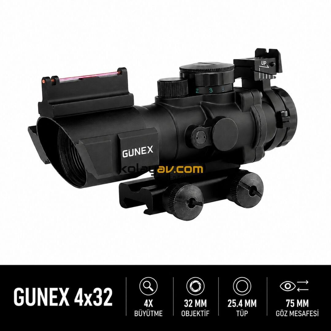 Gunex 4x32 Fiber Optik Tüfek Dürbünü