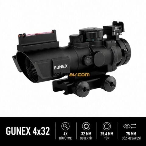 Gunex 4x32 Fiber Optik Tüfek Dürbünü