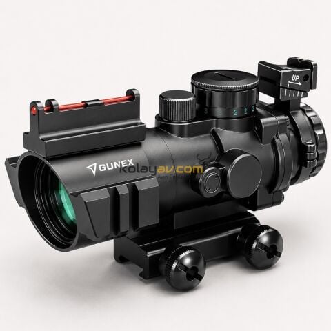 Gunex 4x32 Taktikal Aydınlatmalı Fiber Optik Tüfek Dürbünü