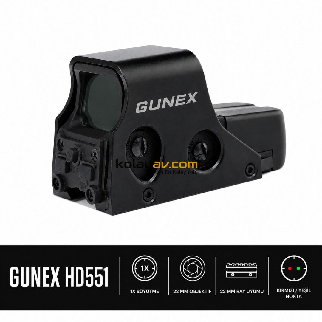 Gunex HD551 1x22mm Kırmızı Yeşil Nokta Reddot
