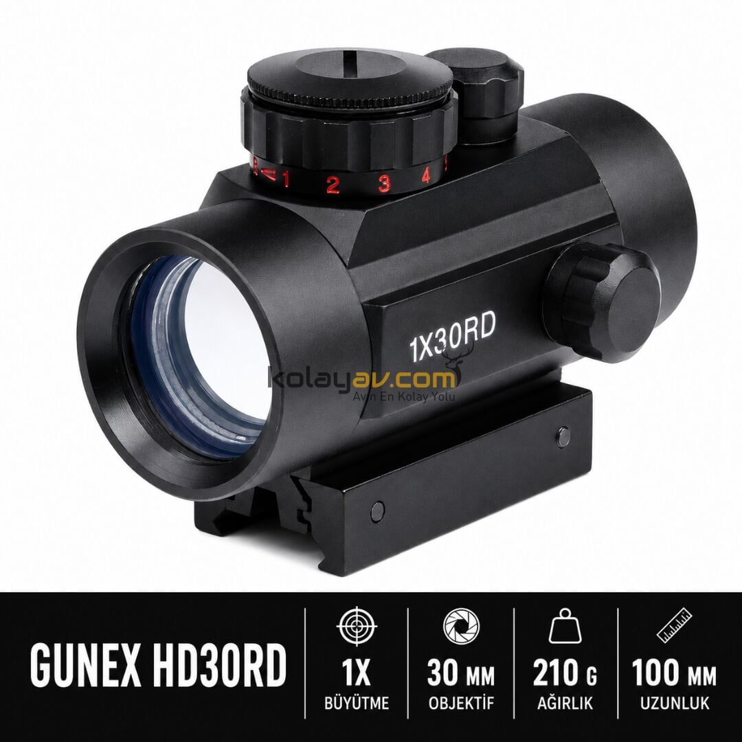 Gunex HD30RD 1x30mm Kırmızı Yeşil Nokta Reddot