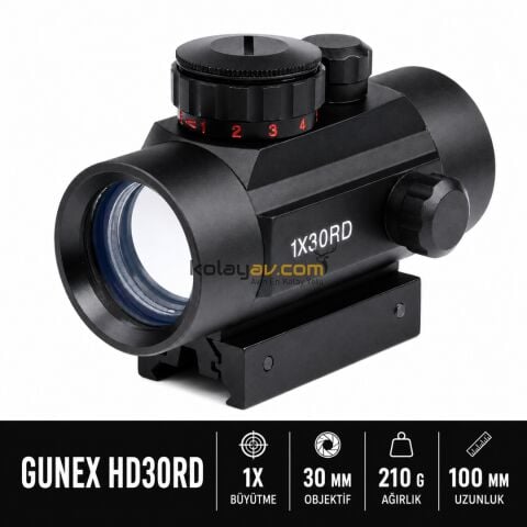 Gunex 1x30mm Kırmızı Yeşil Red Dot (HD30RD)